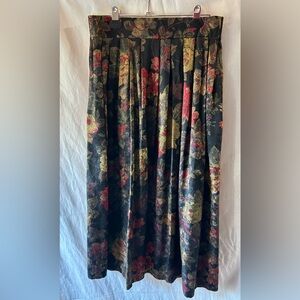 Katie Brooke Vintage Dark Floral Black Gold Midi Women's Skirt 14 Romantic Goth